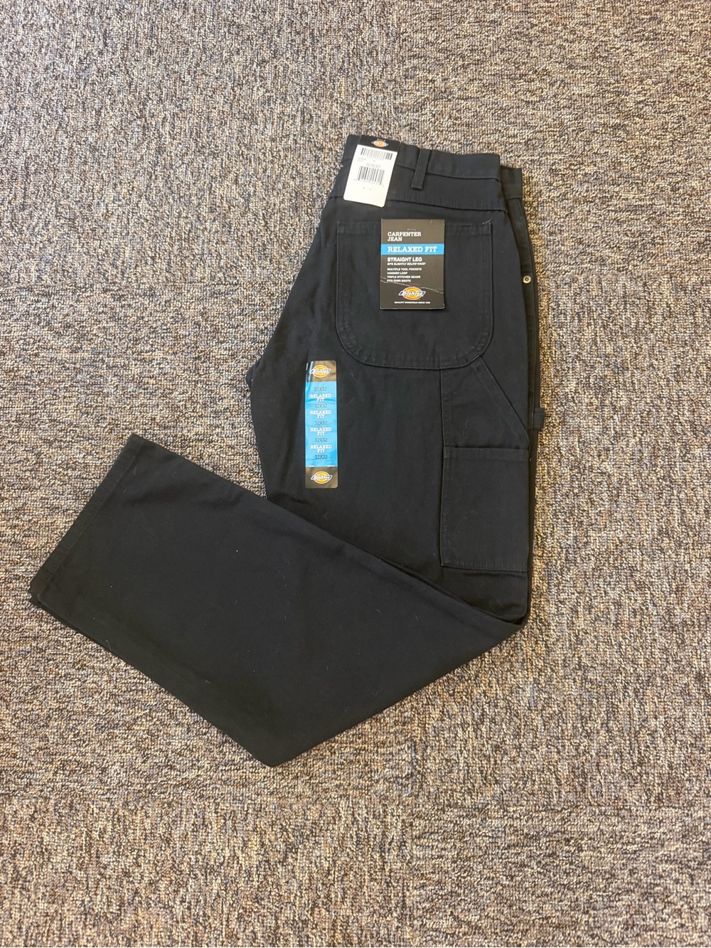 NWT Dickies Men’s Relaxed Fit Straight Leg Carpenter Pants Black Work Size 32X32